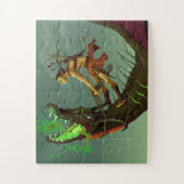 Puzzle Guerrier elfe combattant un dragon  (Vertical)