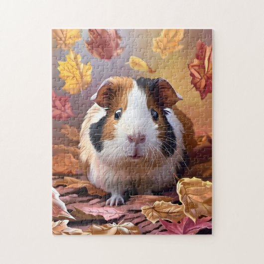 Puzzle Guinée Cochon et chute des feuilles d'automne (Vertical)