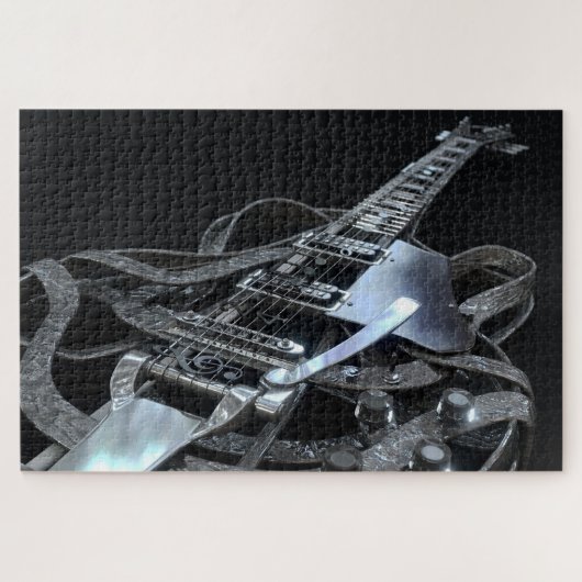 Puzzle Guitare électrique gris argent (Horizontal)