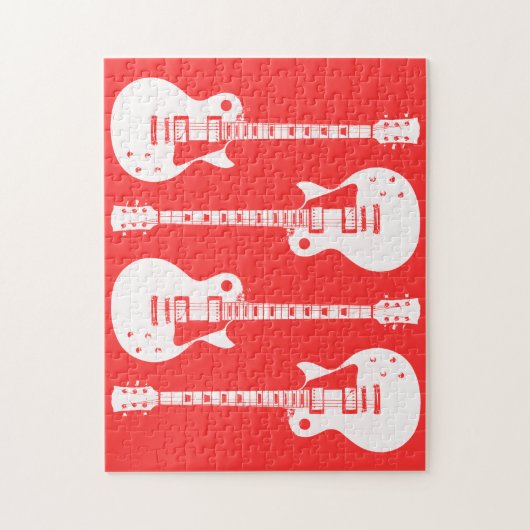 Puzzle Guitares Électriques Graphique en Blanc (Vertical)