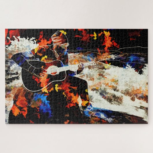 Puzzle guitariste abstrait énigme (Horizontal)