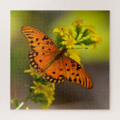 Puzzle Gulf Fritillary aka Passion Butterfly on Goldenrod (Horizontal)