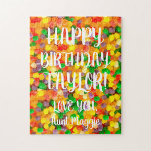 Puzzle Gumdrops de texte personnalisé  Joyeux anniversai
