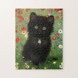 Puzzle Gustav Klimt Kitten<br><div class="desc">Puzzle avec un chaton Gustav Klimt ! Ce chaton noir porte un collier d'argent et s'assoit dans un champ de fleurs rouges,  bleues,  blanches et jaunes. Un cadeau merveilleux pour les amateurs d'art amoureux des chats et autrichiens !</div>