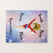 Puzzle Gym Star Noir / Blonde, Yeux de Hazel, Léotard Rou (Horizontal)