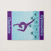 Puzzle Gymnastique Noël violet Aqua Personnalisé (Horizontal)