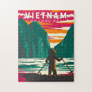 Puzzle Ha Long Bay Vietnam Boat Vendeur Voyage Art Vintag