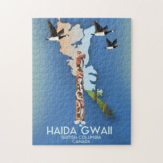 Puzzle haida gwaii Colombie-Britannique Carte canadienne (Vertical)