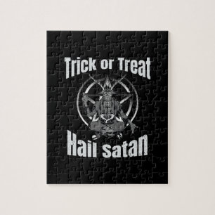 Puzzle Hail Satan Pentagram Goat Halloween