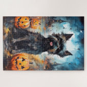 Puzzle Halloween Affenpinscher avec la peur Citrouille (Horizontal)