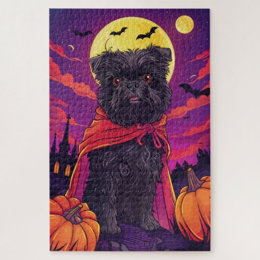 Puzzle Halloween Affenpinscher Vampire Citrouilles effroi (Vertical)