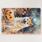 Puzzle Halloween Akita Avec Peur Citrouille (Horizontal)