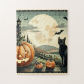 Puzzle Halloween/Automne/Automne/citrouille/chat (Vertical)