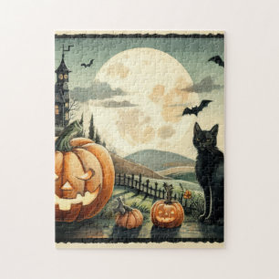 Puzzle Halloween/Automne/Automne/citrouille/chat