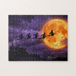 Puzzle Halloween avec Lune et Sorcière