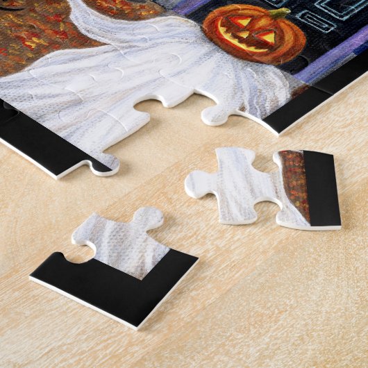 Puzzle Halloween Bash Black Chat mignonne sorcière hantée (Côté)