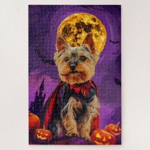 Puzzle Halloween Biewer Terrier Chien Citrouille peur