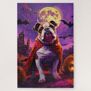 Puzzle Halloween Bulldog Vampire Citrouilles effroi