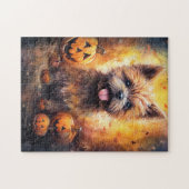 Puzzle Halloween Cairn Terrier Avec La Peur Citrouille (Horizontal)