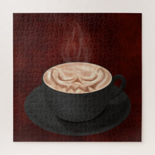 Puzzle Halloween Cappuccino Art Jack-o-lanterne