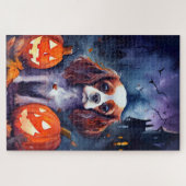 Puzzle Halloween Cavalier King Charles Spaniel Pumpkins (Horizontal)