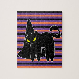 Puzzle Halloween Chat Noir Sorcières Casquettes