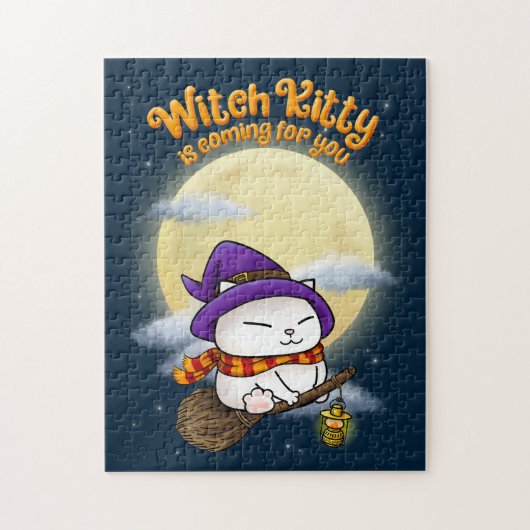 Puzzle Halloween Chat Witch Kitty (Vertical)