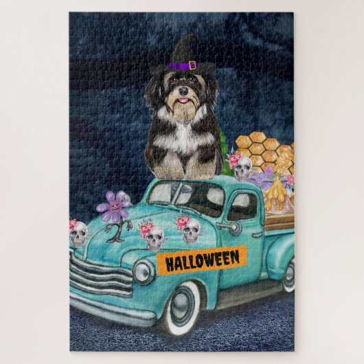 Puzzle Halloween Chien Havanais Halloween Camion Effrayan (Vertical)
