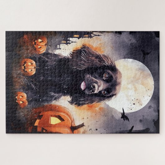 Puzzle Halloween Cocker Spaniel Avec Citrouilles (Horizontal)