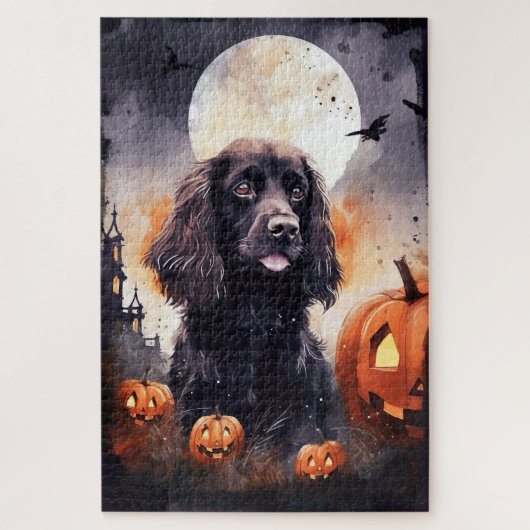 Puzzle Halloween Cocker Spaniel Avec Citrouilles (Vertical)