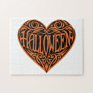 Puzzle Halloween Cœur, Cœur Orange, Vacances