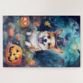 Puzzle Halloween Corgi With Pumpkins Scary (Horizontal)