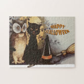 Puzzle Halloween de hibou et de chat (Horizontal)
