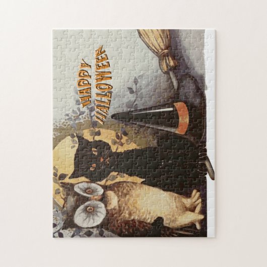 Puzzle Halloween de hibou et de chat (Vertical)