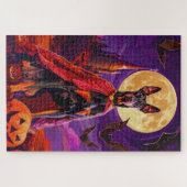 Puzzle Halloween Doberman Vampire Citrouilles Épouvantabl (Horizontal)