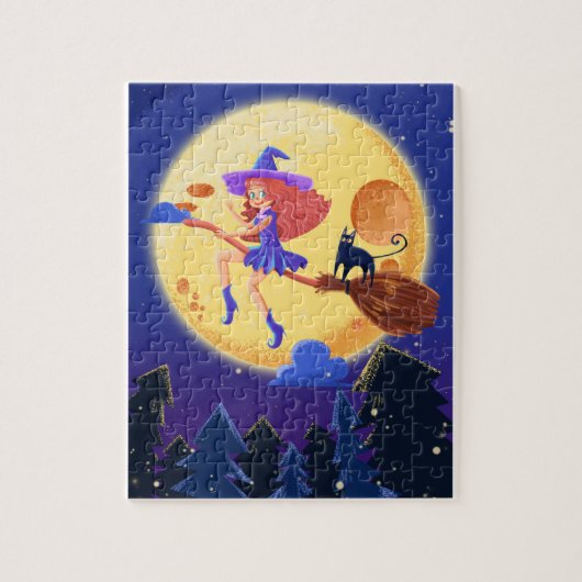 Puzzle Halloween Flying Witch (Vertical)