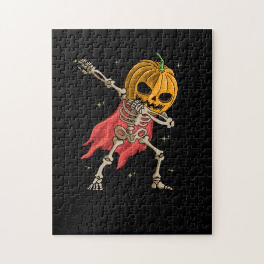 Puzzle Halloween Garçons Enfants Dabbing Skeleton Citroui (Vertical)