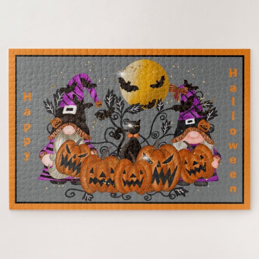 Puzzle Halloween Grey Gray Gnome (Horizontal)
