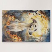 Puzzle Halloween Greyhound Avec La Peur Citrouille (Horizontal)