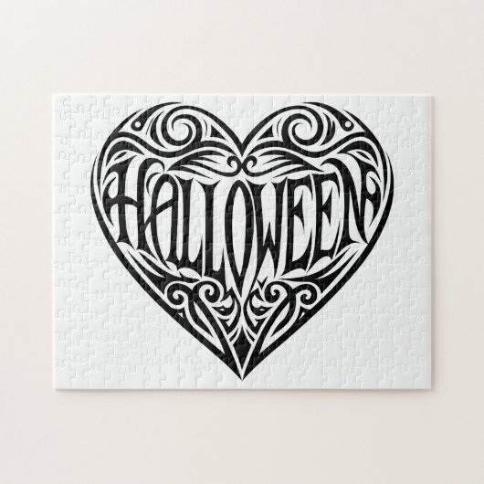 Puzzle Halloween Heart, Black Heart, Holiday (Horizontal)