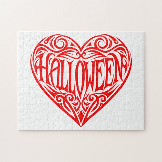 Puzzle Halloween Heart, Red Heart, Holiday (Horizontal)