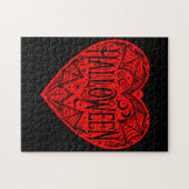 Puzzle Halloween Heart, Red Heart Shape, Holiday (Horizontal)