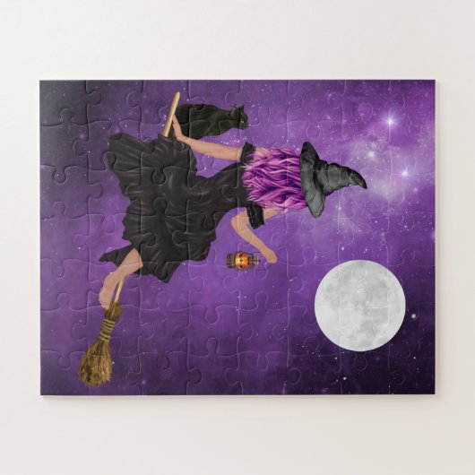 Puzzle Halloween Magic Flying Witch (Horizontal)
