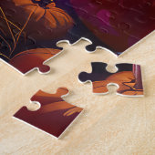 Puzzle Halloween Oriental Blue Chat Vampire Citrouilles e (Côté)
