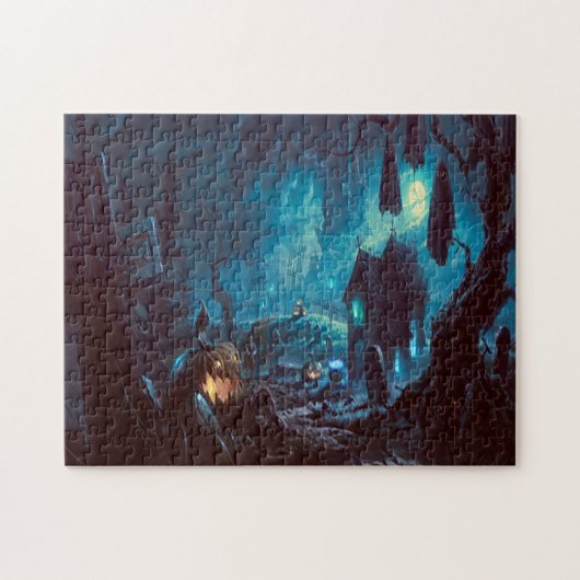 Puzzle Halloween Pleine lune de nuit Haunted Graveyard (Horizontal)