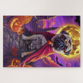 Puzzle Halloween Pug Vampire Citrouilles Épouvantable (Horizontal)