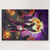 Puzzle Halloween Rat Terrier Vampire Citrouilles effroi (Horizontal)