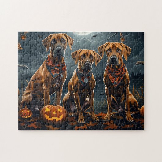 Puzzle Halloween Rhodesian Ridgeback Éffrayant (Horizontal)