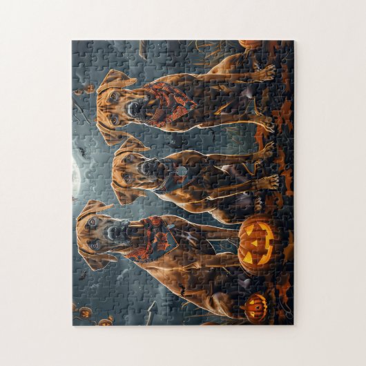 Puzzle Halloween Rhodesian Ridgeback Éffrayant (Vertical)