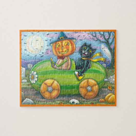 PUZZLE HALLOWEEN ROAD TRIP, JACK AND BLACK CAT FRIENDS (Horizontal)